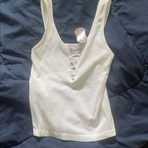 Suzette Women's White Lace-Up Tank Top